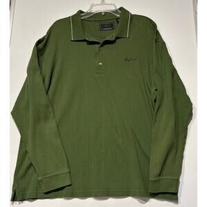 Greg Norman Polo Men’s Large Green Play Dry Long Sleeve Stretch Performance Golf